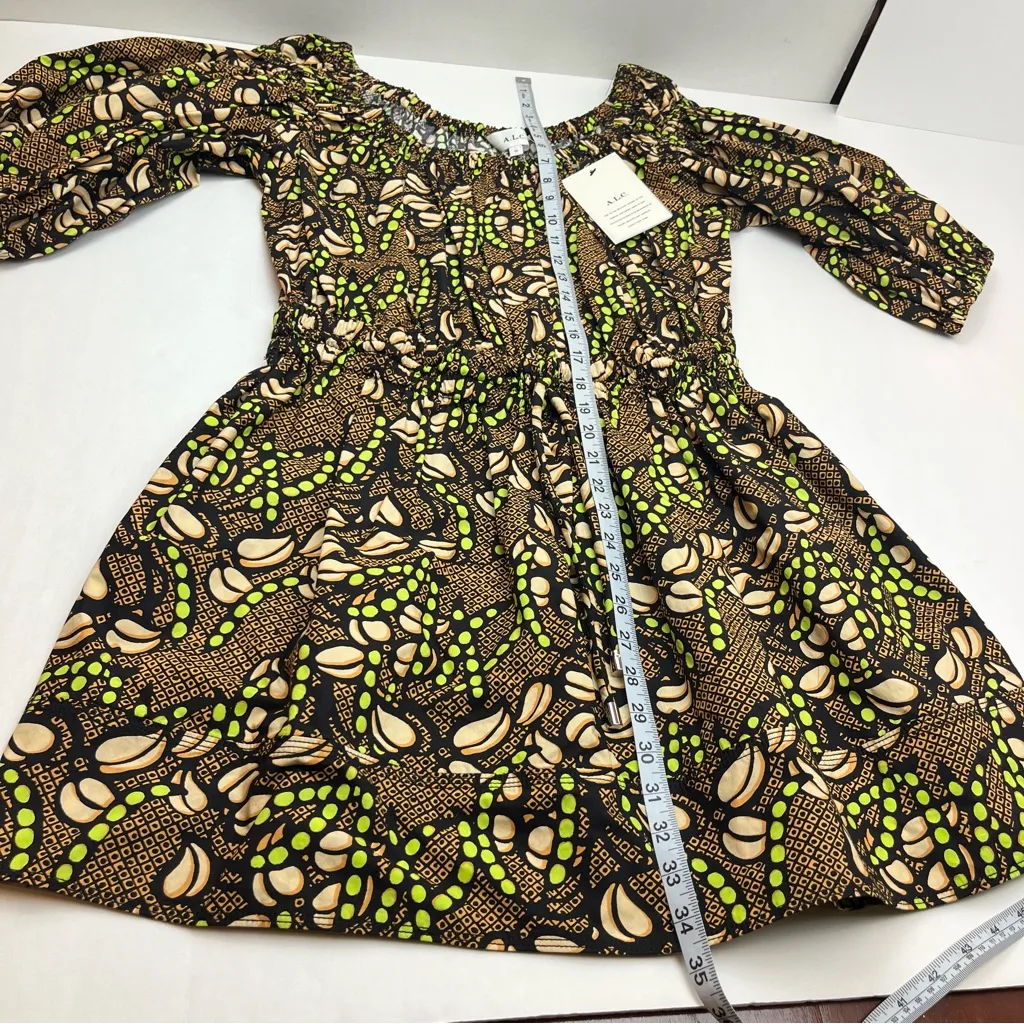 A.L.C. Maya Printed Mini Puffed-Sleeve Dress Womens Size 10 Brown Pockets NEW‎ - Image 9