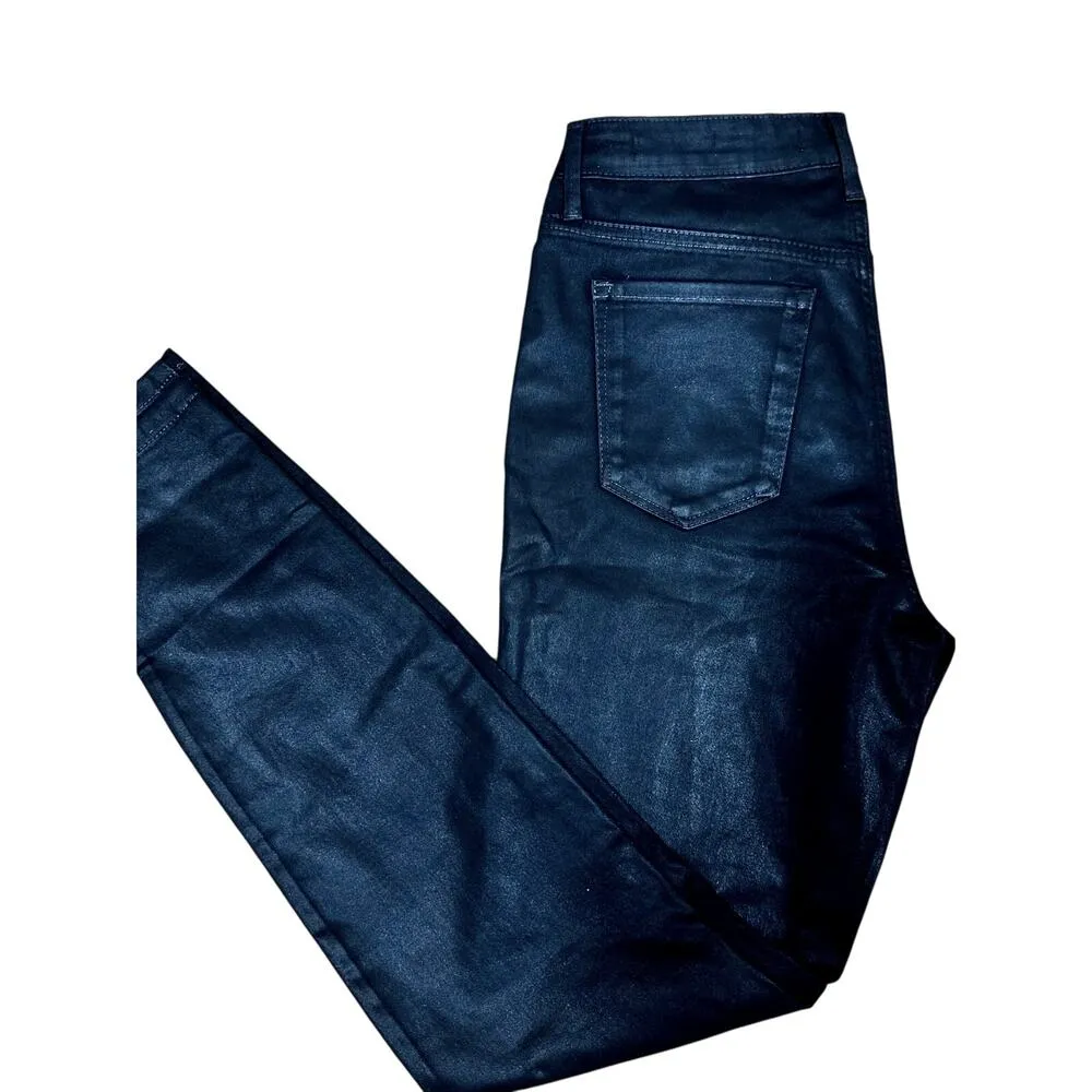 Jessica Simpson Mid Rise Skinny Jeans Shiny Black 8 (29) - Image 4