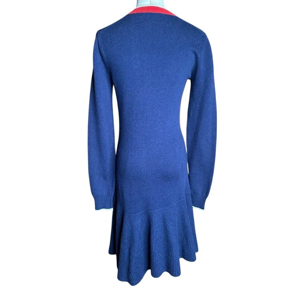 Draper James Nassau Navy Mini Sweater Dress Nautical Academia Pleated Size XS - Image 6