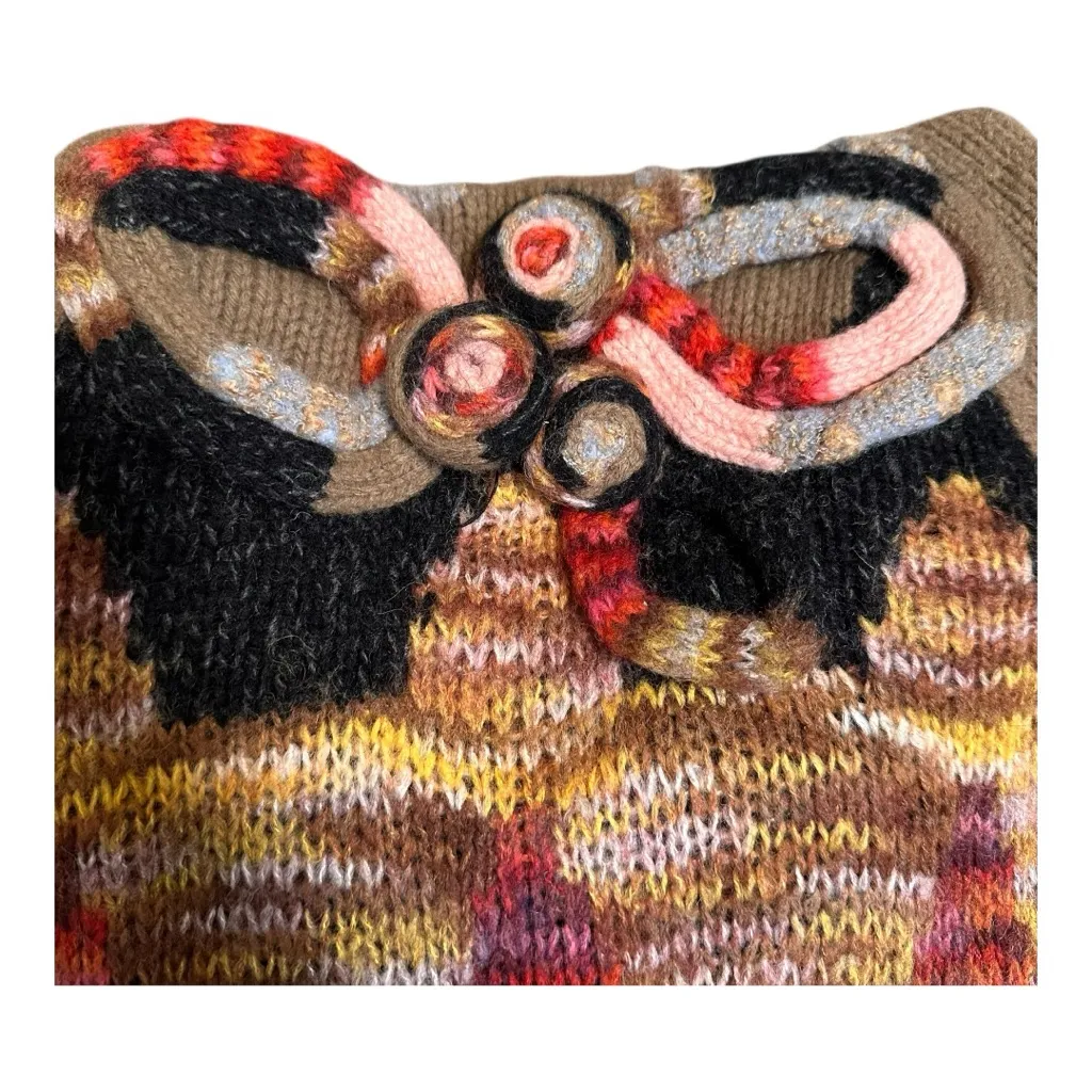 Anthropologie Moth Wool Blend Loop Neck Zigzag Sweater‎ Coat XS - Image 3