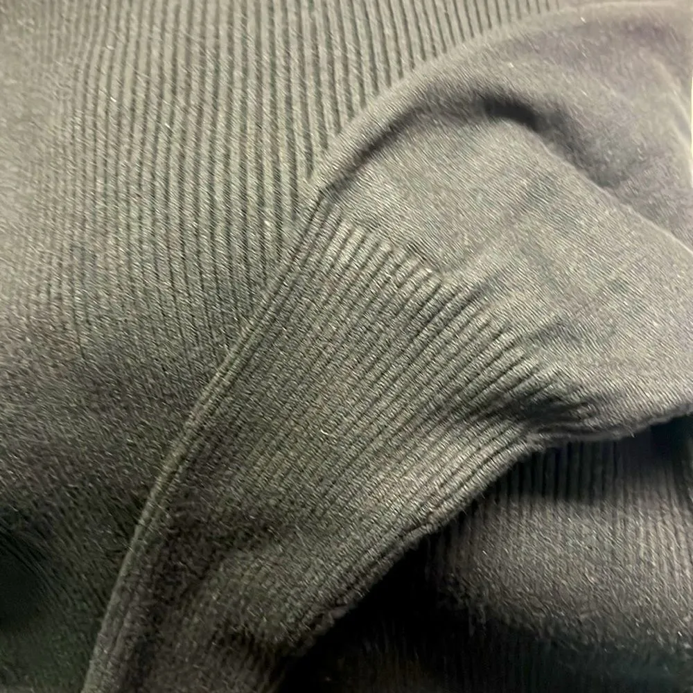 Lucca Black Turtleneck Ribbed Sweater with Slight Bubble Shoulder Sleeves- Mediu - Image 5