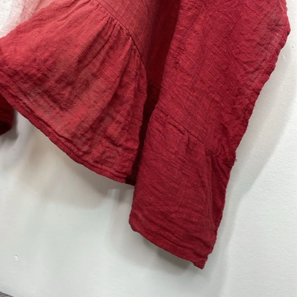 Lane Bryant Womens Blouse Red Dip Dye Ombre Poncho Ruffle Hem V-Neck Size 18/20 - Image 11