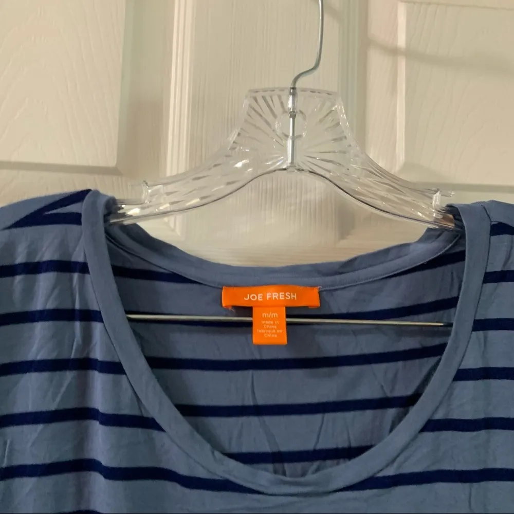 Joe Fresh  Blue Striped 3/4 Sleeve Blouse size M - Image 3