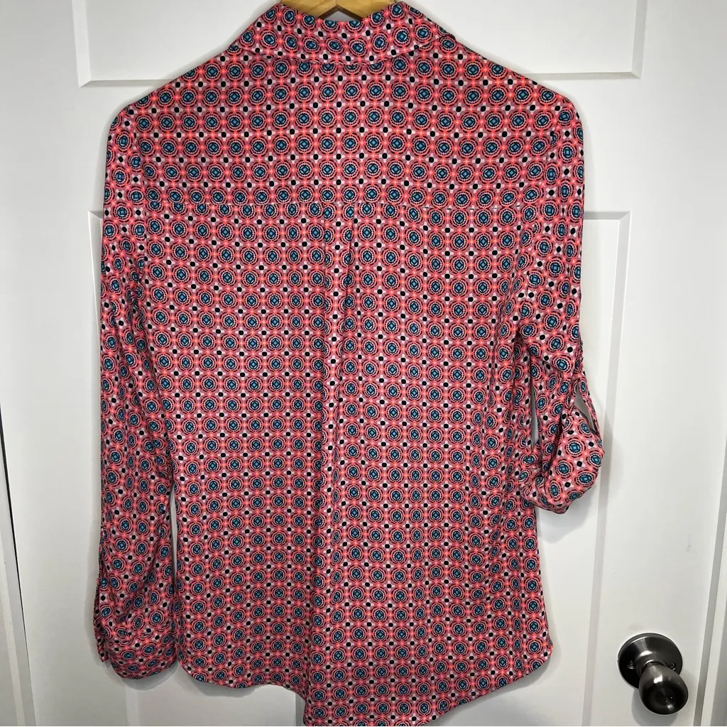 Express The Portifino Shirt Slim Fit Button Up Size Small Roll Tab Sleeve - Image 2