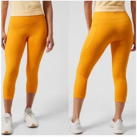 NWT Athleta Ultimate Stash II Capri In Sunrise Yellow - Image 2