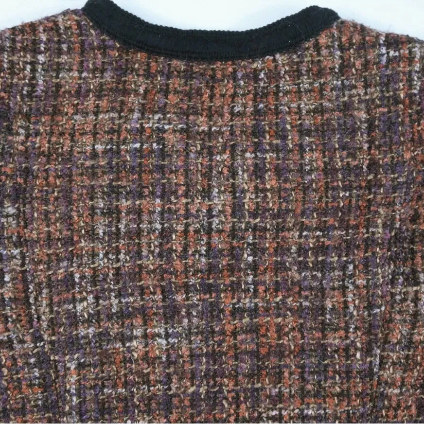 Free People "Coco" Vintage Tweed Wool Fitted Lined Moto Jacket Zipper Detail - Image 6