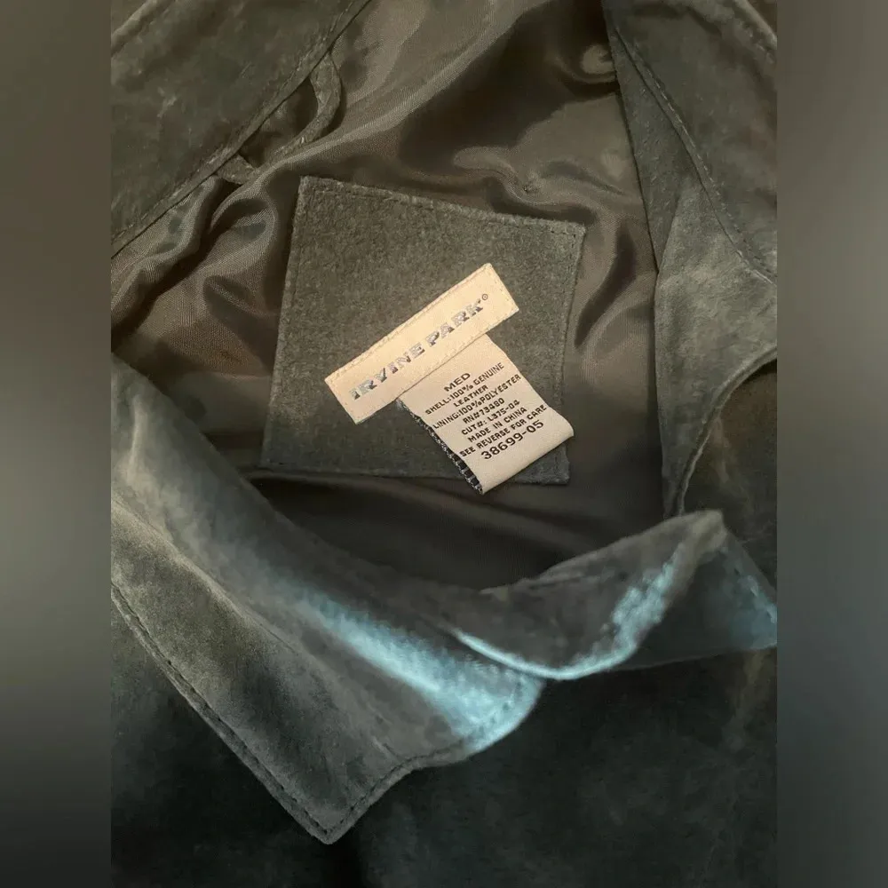 Women’s‎ Teal 100% Leather Button Down Collared Shirt Jacket Shacket size M Blue Size M - Image 3