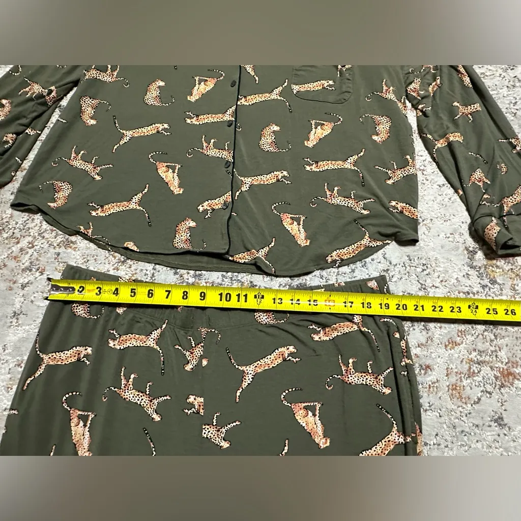 VICTORIA’S SECRET Green Leopard Modal Long Pajama Set Size XXL - Image 6