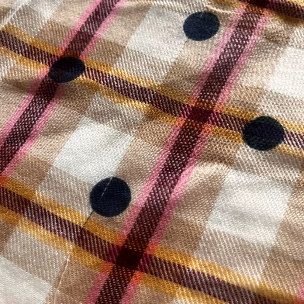 Jcrew Polka Dot Plaid Oversized Scarf wool cotton - Image 8