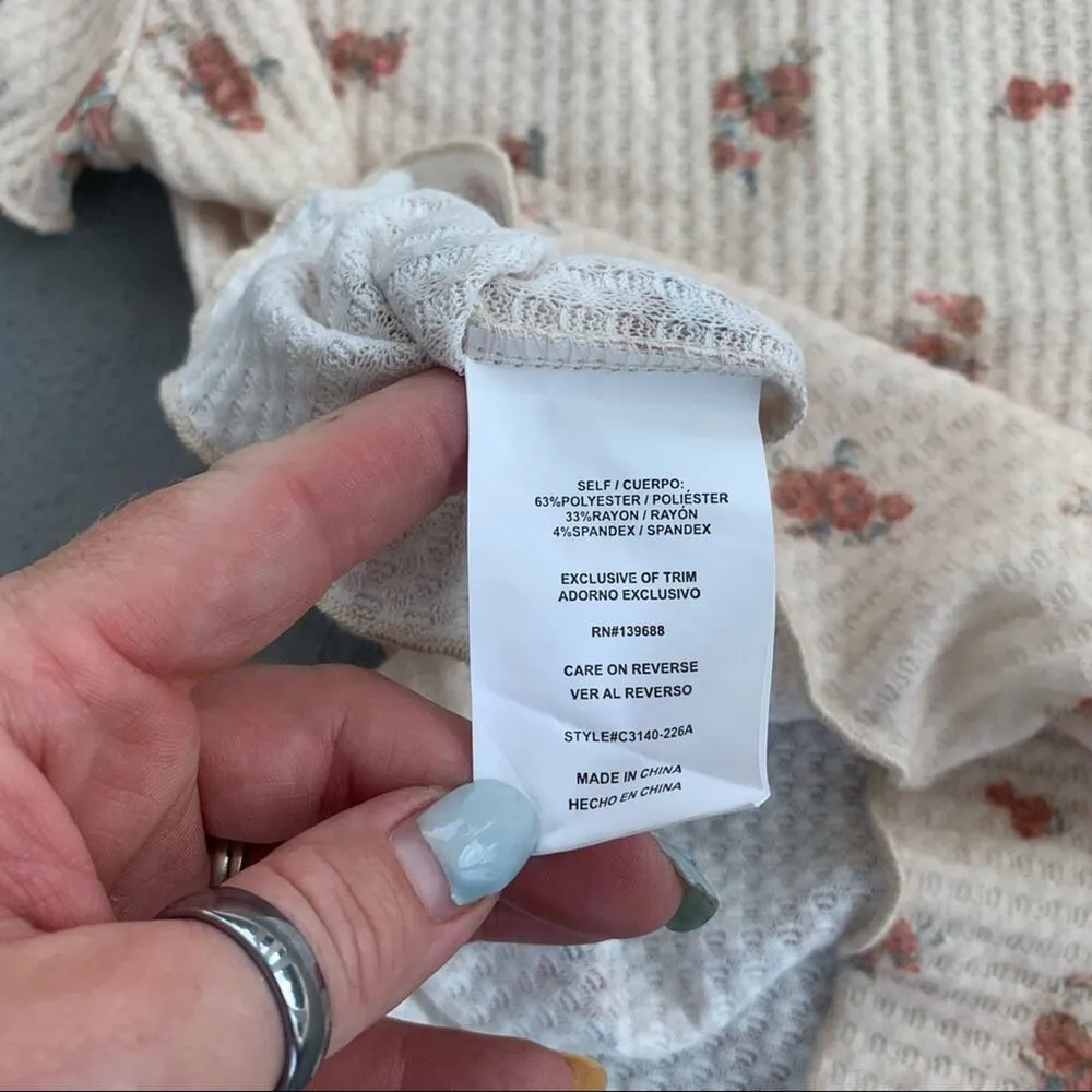 Coco + Jaimeson ribbed soft antique rose top thermal waffle knit MEDIUM NWT - Image 5