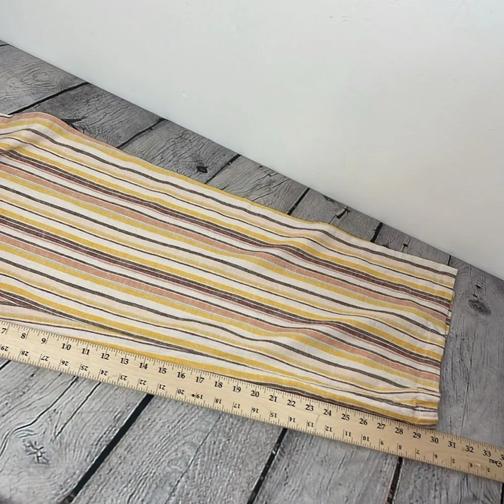 D&Co Naturals Linen blend pull on pants multicolor Striped Pants size Large Yellow - Image 14