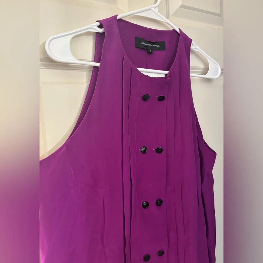 Alexander Wang 100% Silk Tunic Top in Purple, Size 8 - Image 2