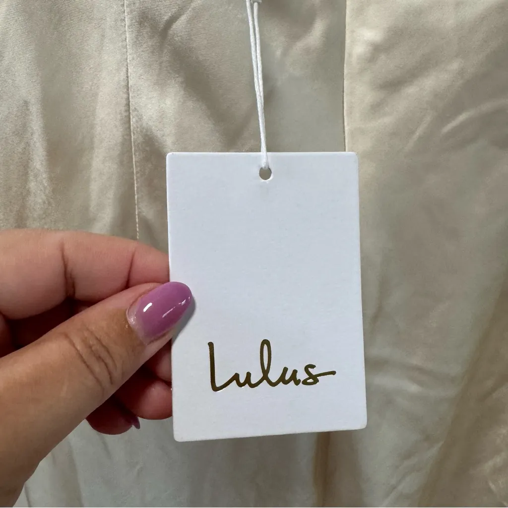 Lulus Start of Forever NWT size Medium Ivory Satin‎ Halter Mermaid Maxi Dress - Image 5