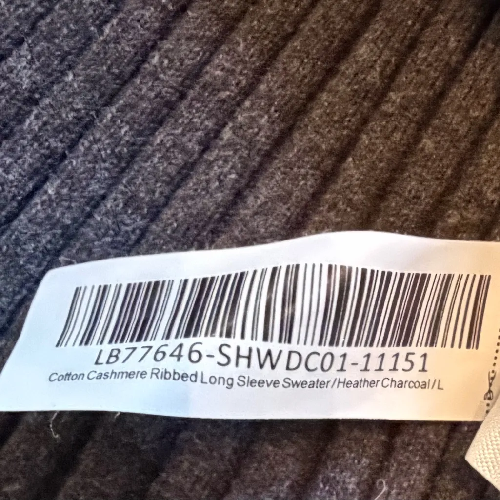 NWOT Quince Heather Charcoal Grey Cotton Cashmere Ribbed Long Sleeve Sweater - Image 7