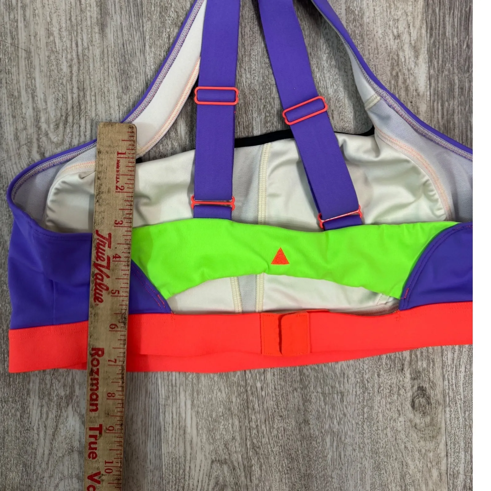 VITALITY The Joey and Kelsey Efit Sport Bra Neon Crisscross Straps Size XL Purple - Image 6