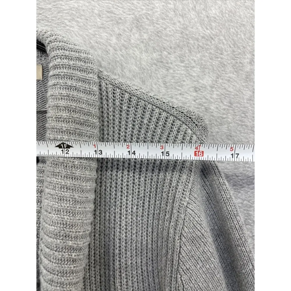Banana Republic Cardigan Ribbed Knit Waterfall open Front High Merino Wool Gray - Image 3