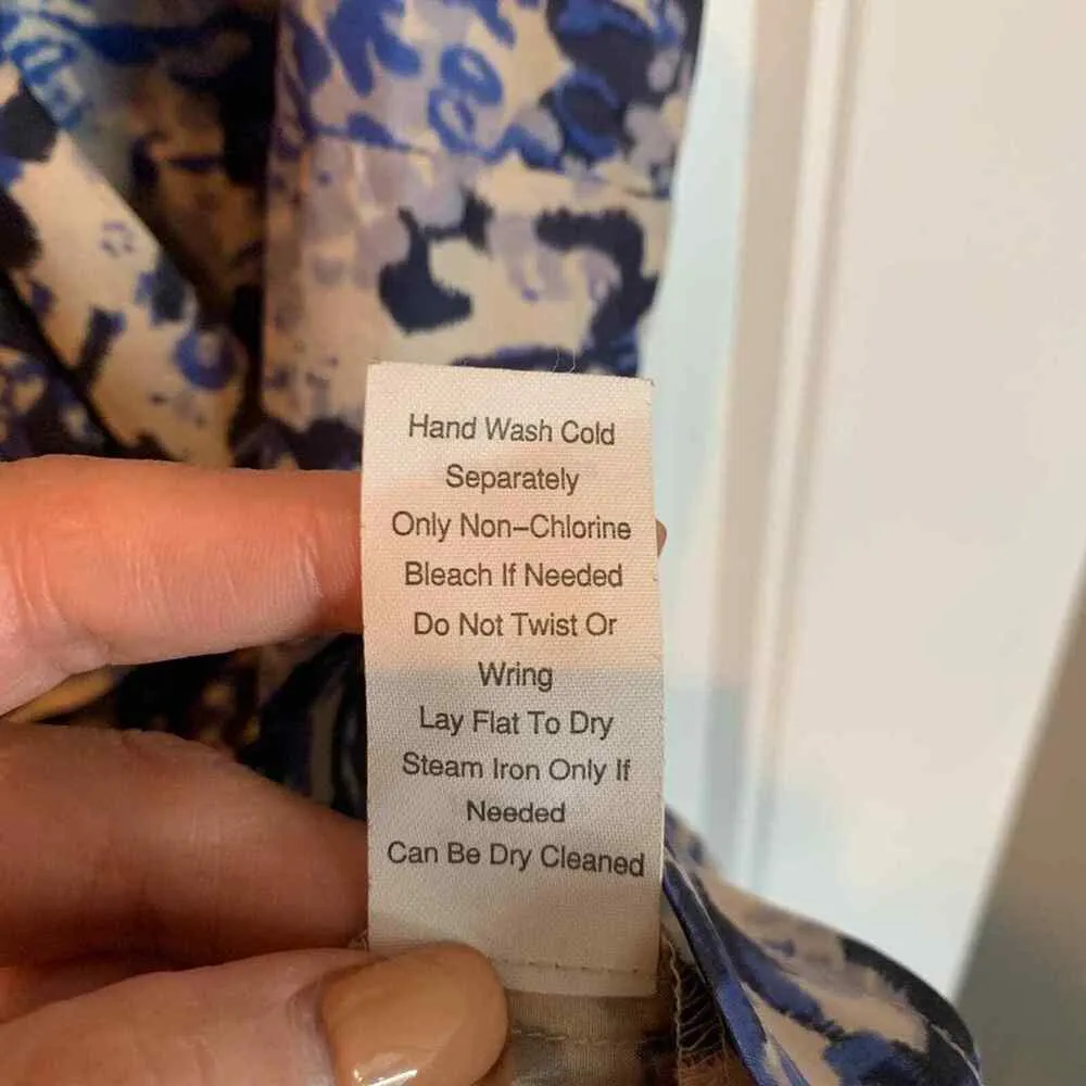 CAbi Sz S Top Blouse Silk Cascading Ruffle Blue Leopard Animal Print Sleeveless - Image 6