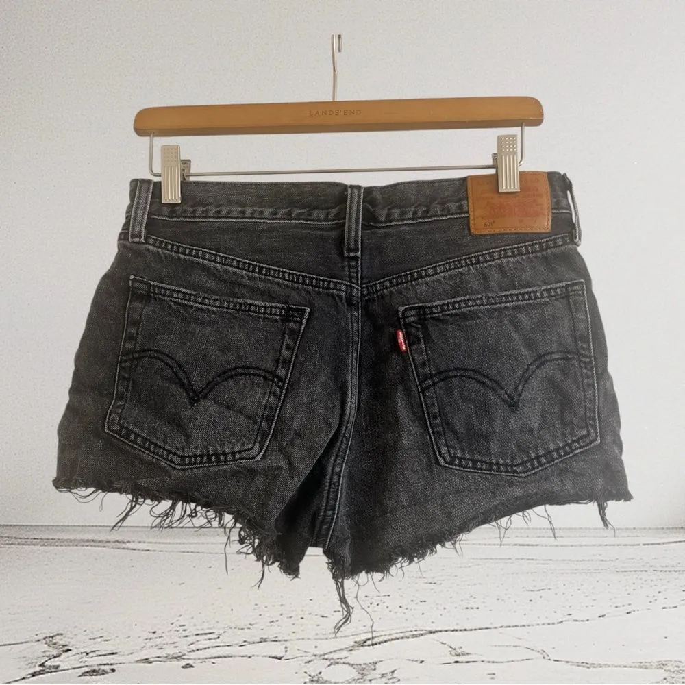 ✨Levi’s 501 Cut Off Sz 27 Shorts Trashed Black Jeans Distressed✨ - Image 7