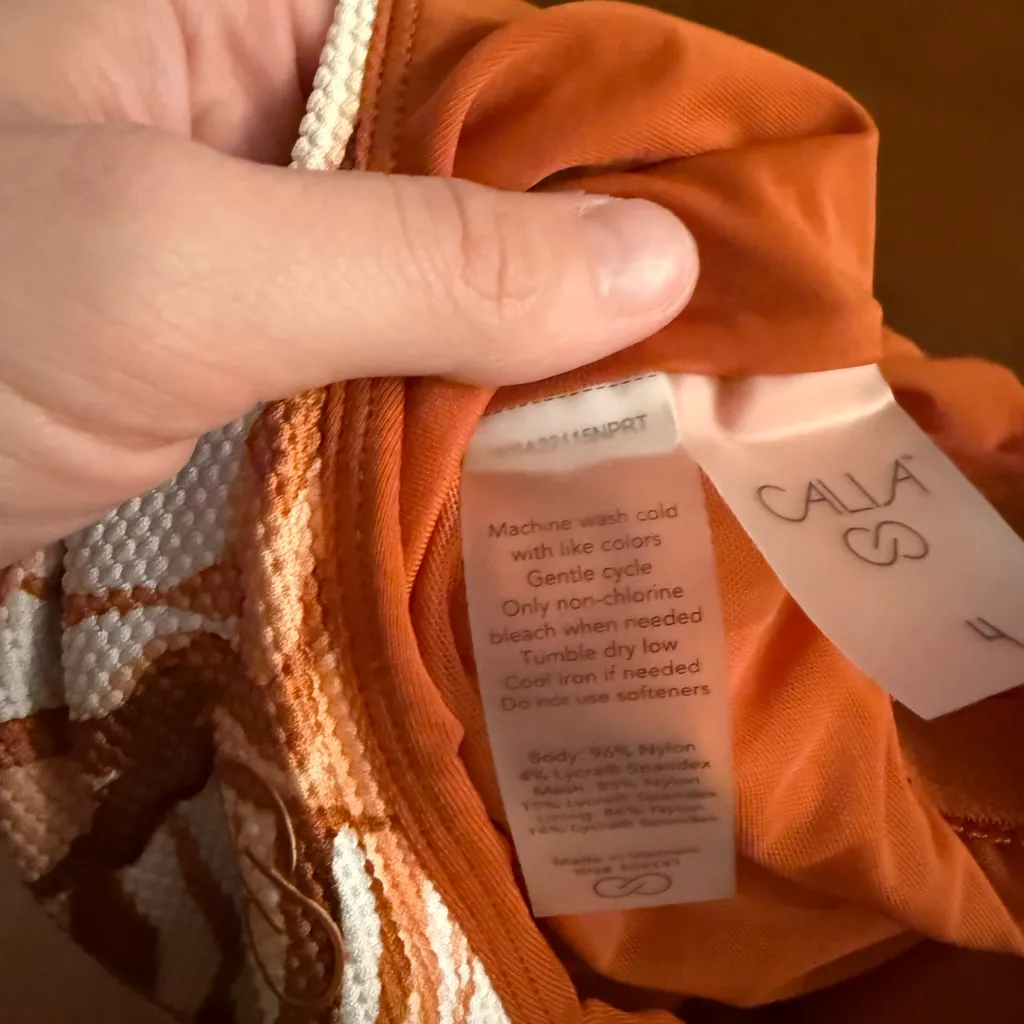 Calia Orange and White Striped One Piece Swimsuit Size 4 - Image 8