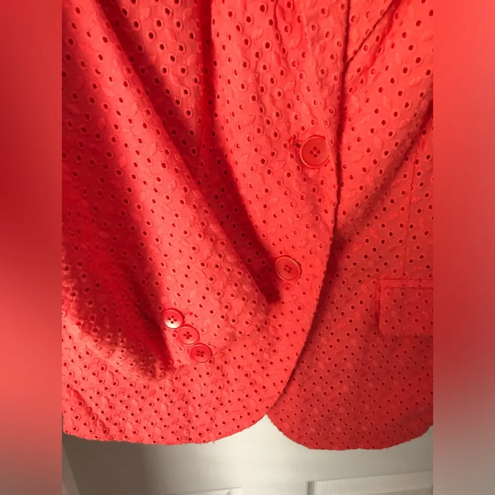 Talbots Eyelet Blazer Structured Jacket 100% cotton women size 14 - Image 4