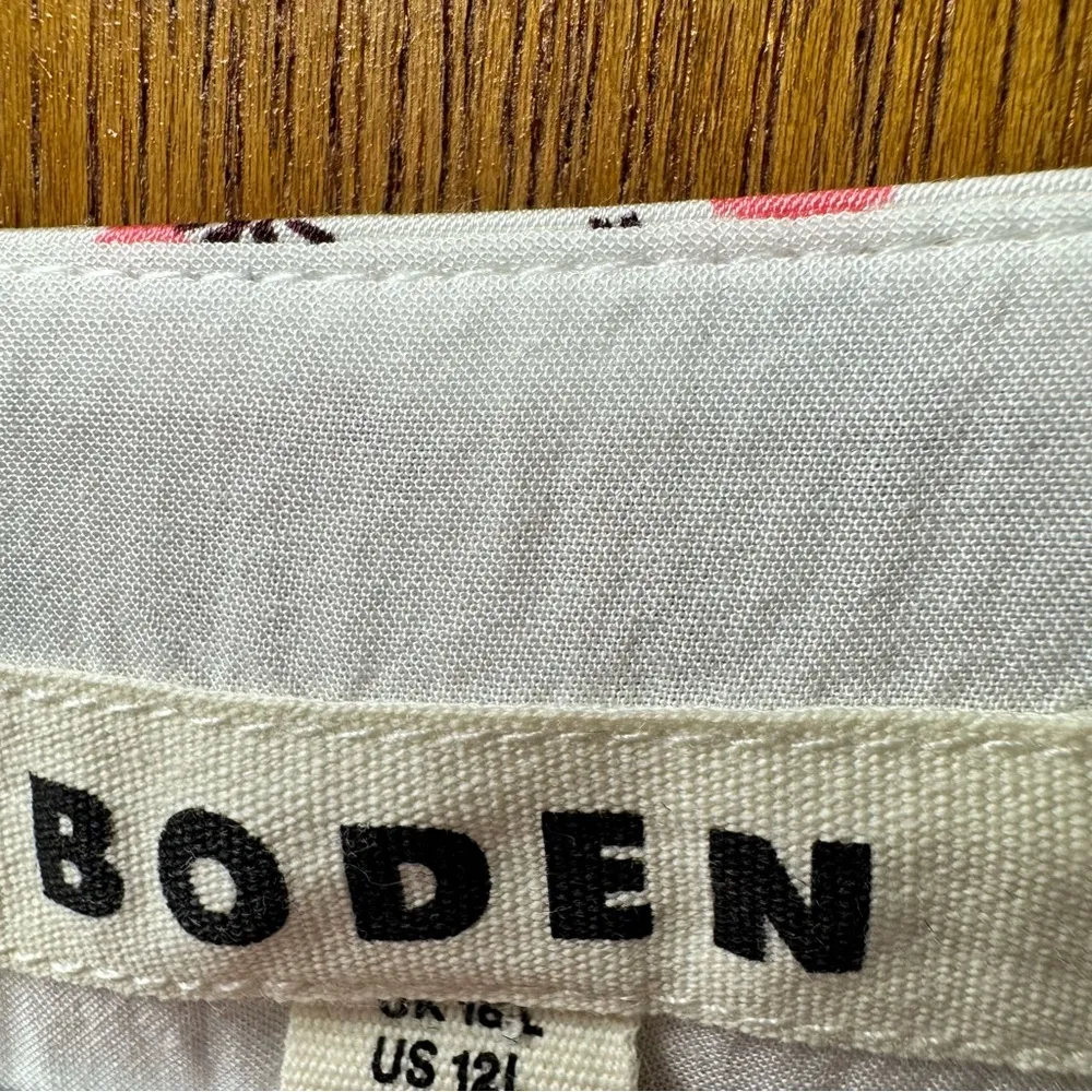 Boden Satin Tea Dress Short Puff Sleeve Mini Floral Ivory Sweet Daisy 12 L Tall White - Image 9