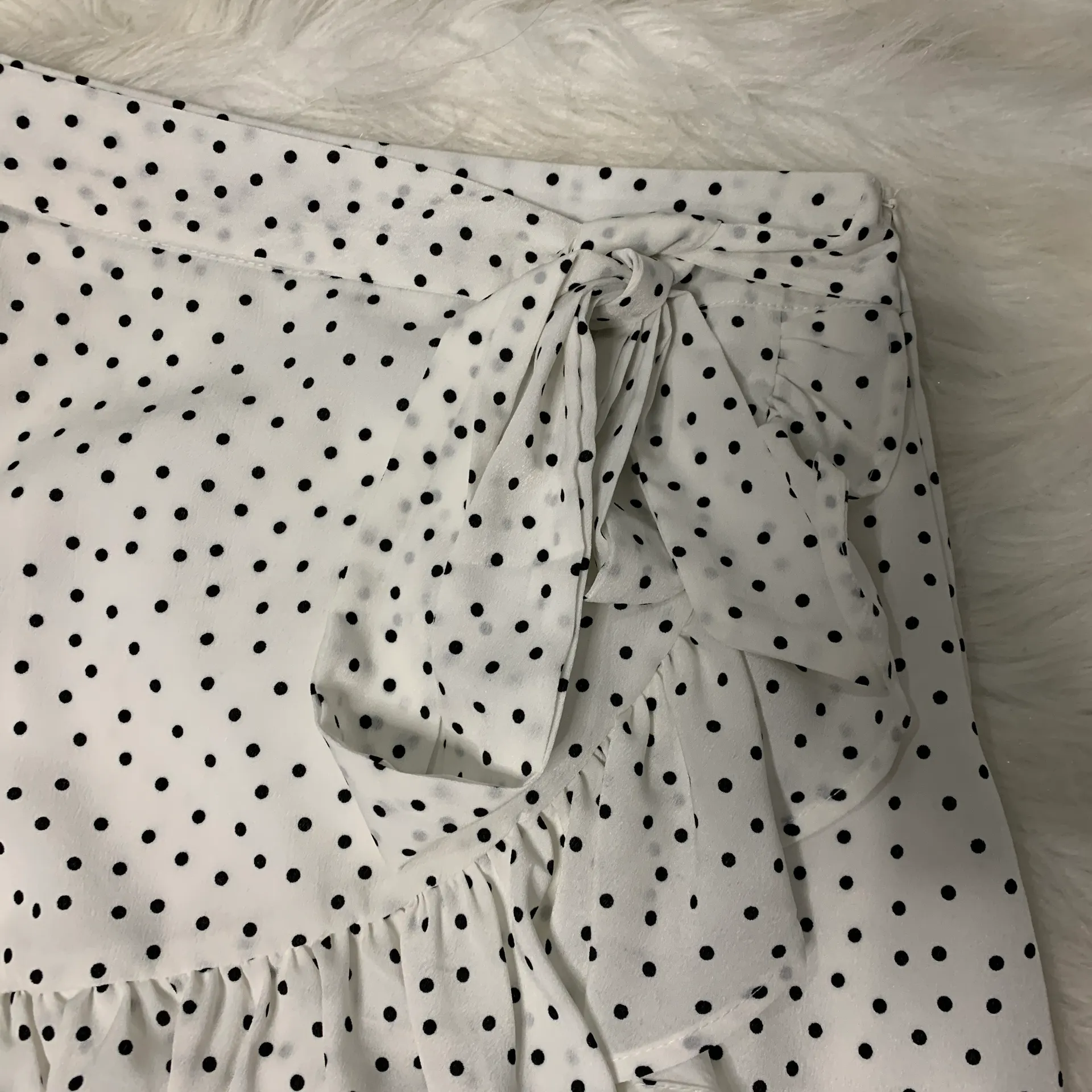White & Black Polka Dot Mini Skirt - Image 3