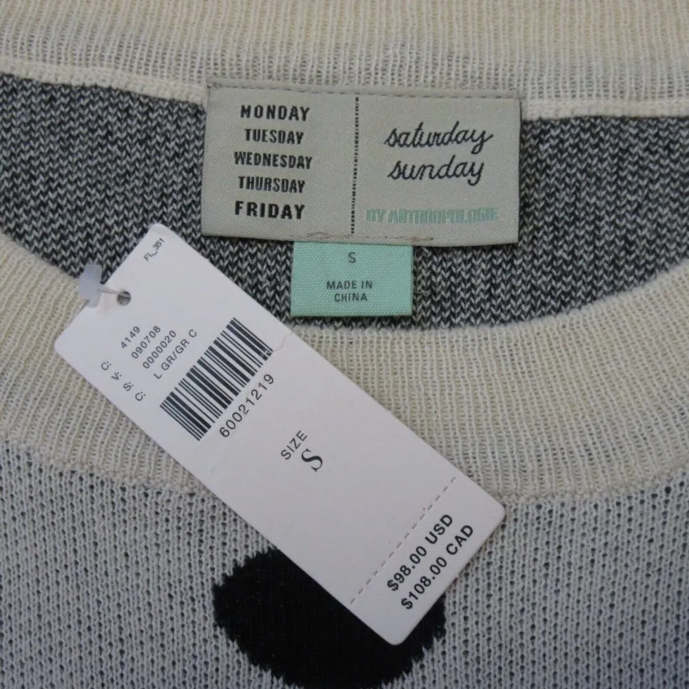 NWT Anthropologie Saturday Sunday Emilie Tunic Cream Polka Dot Sweater Dress S - Image 4
