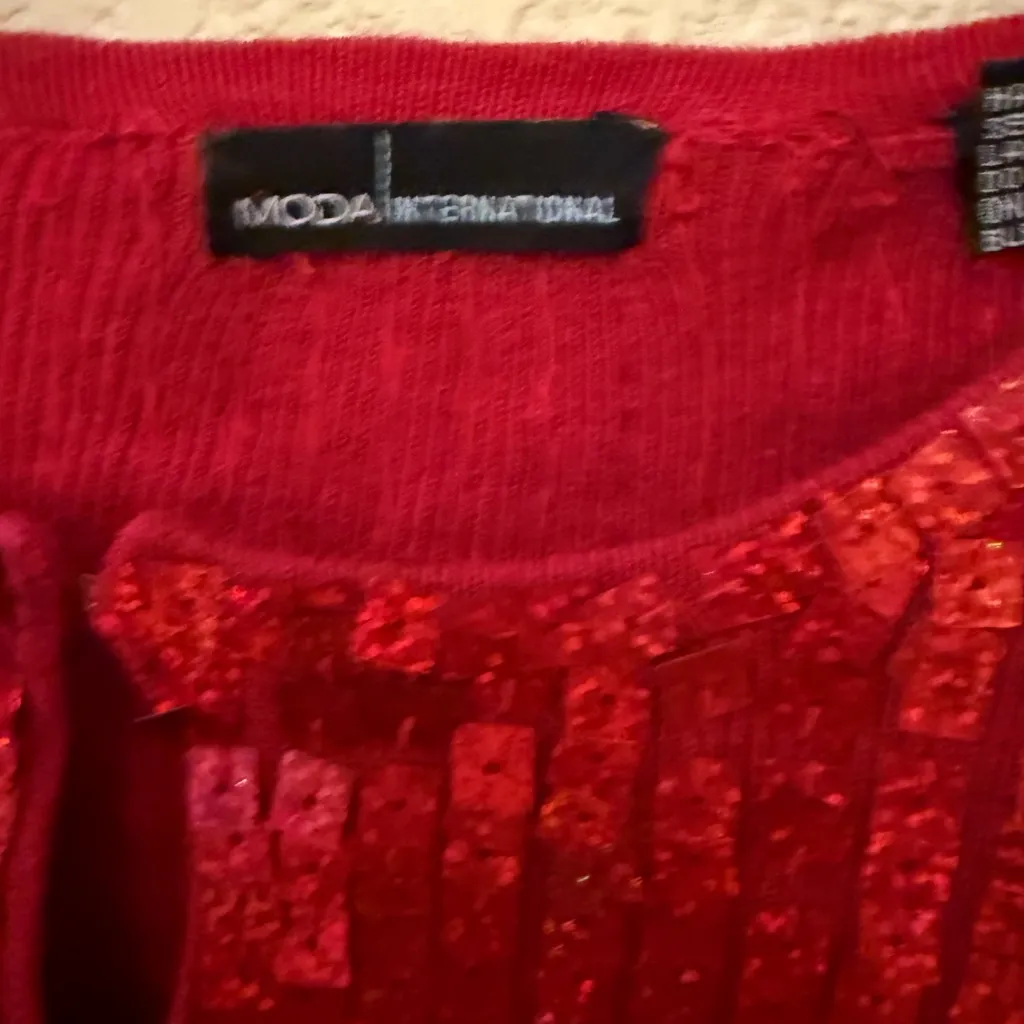 Red Sequin Women's Cardigan Size XS - Image 3