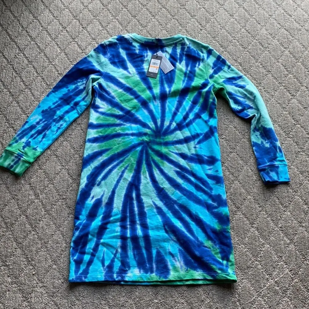 Tommy Hilfiger blue terry tie dye dress Short Casual Dress long sleeve 90s - Image 5