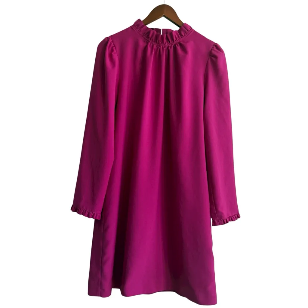 J.CREW Fuchsia Ruffle Shift Dress 8 Preppy Classic Coquette Barbiecore Chic Pink - Image 2