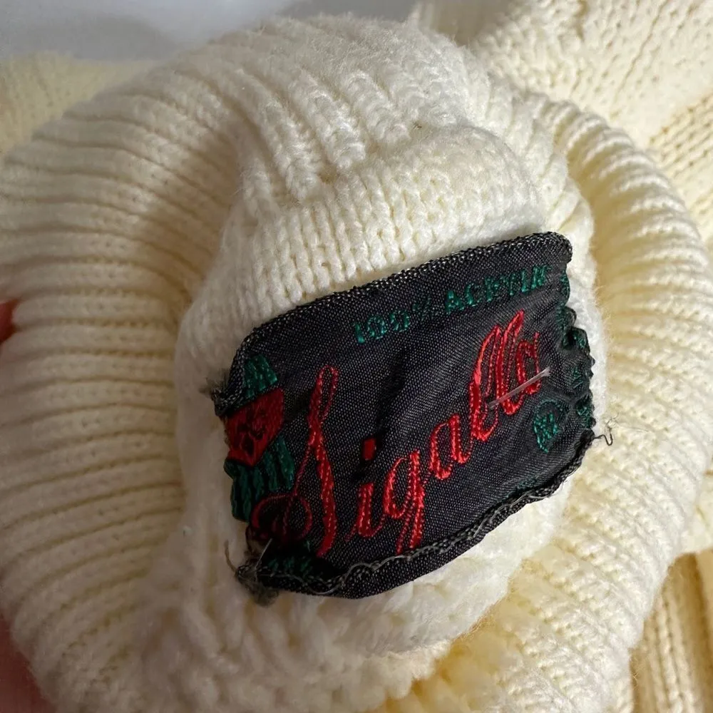 Vintage 70s/80s Sigallo Chunky Cable Knit Turtleneck Cozy Sweater Size XL - Image 8