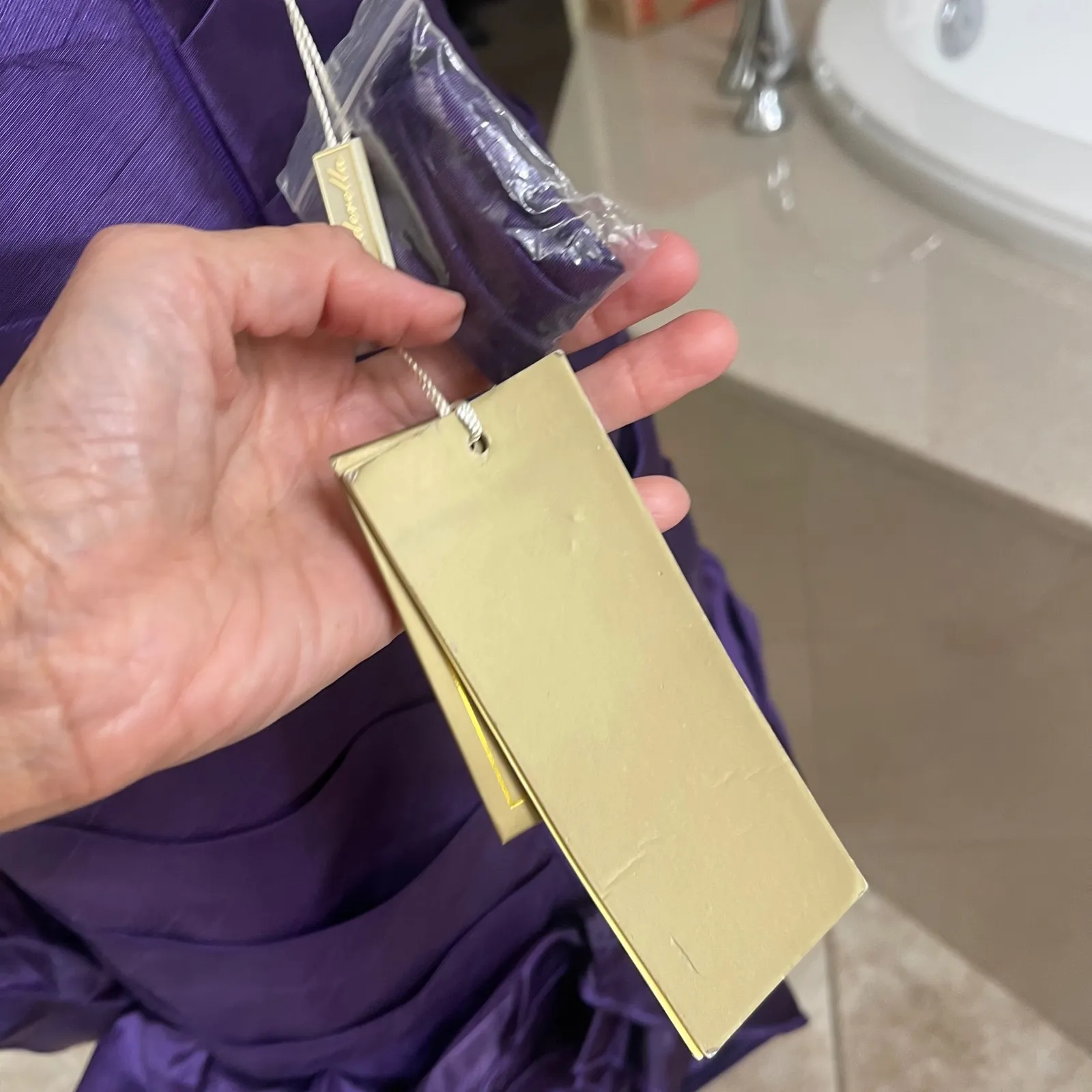 Cinderella Divine Purple Strapless Embellished Ruffle Party Dress Size M NWT - Image 4