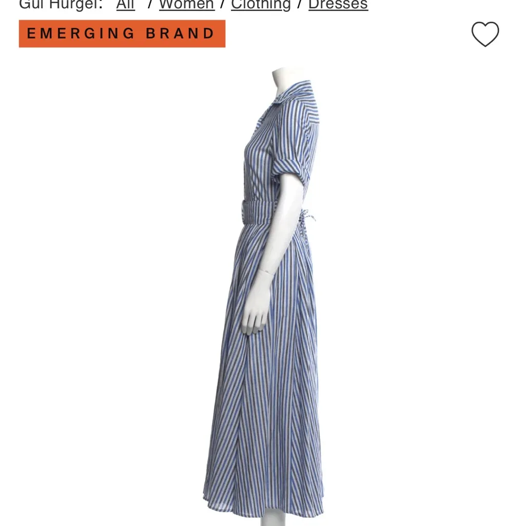 Gül Hürgel Striped Striped Blue and White Belted Maxi Shirt Dress Size M - Image 11