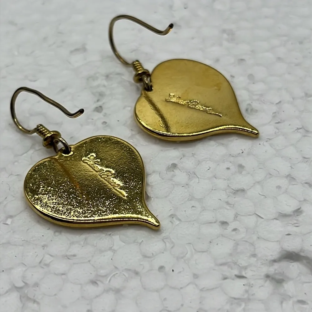 Laurel Burch Gold Heart Earrings Gold Plated Fish Hook Earrings Vintage - Image 7