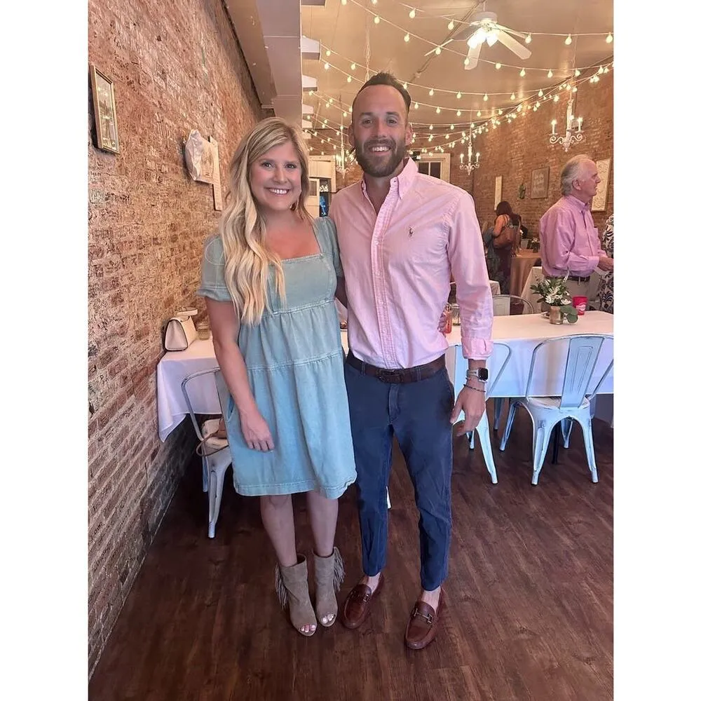 LOUNA Green Denim Empire Waist Babydoll Style Mini Dress Size Extra Small - Image 12