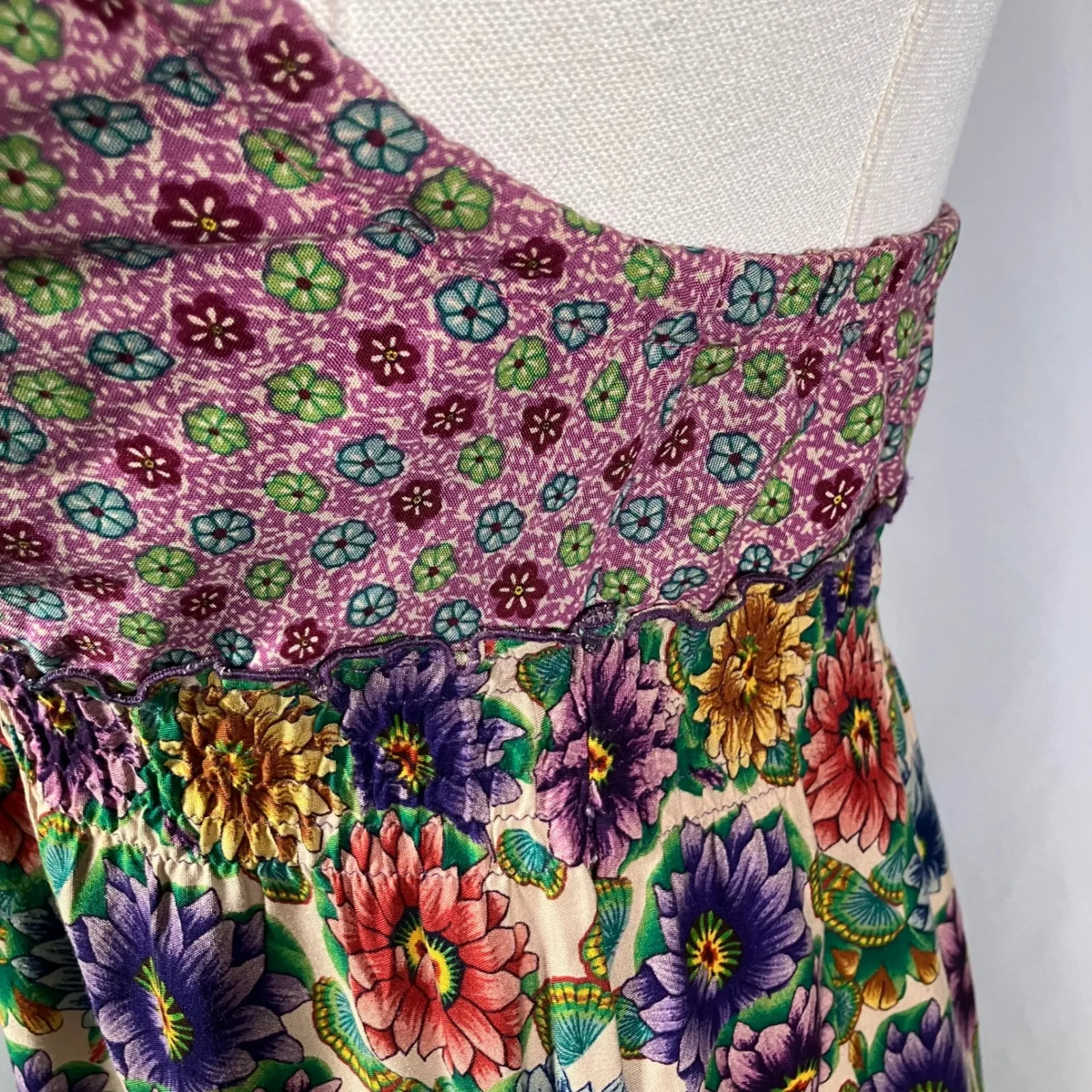 Lucky Brand Floral Maxi Dress Halter Neck‎ Boho Festival Size XS Y2K - Image 6