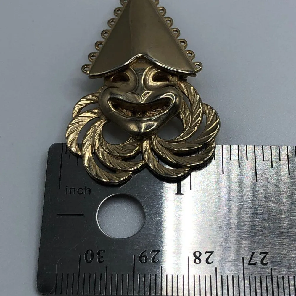 Vintage Harlequin Clown Brooch Pin Gold Tone - Image 4