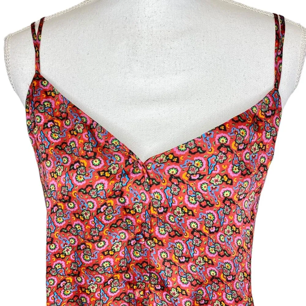 Rhode Kari Peasant Blouse Ruby Mosaic Floral Tank Top Women's Size Extra Large Red - Image 7