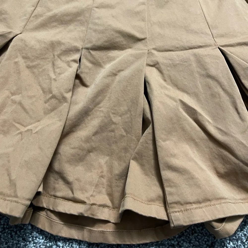 khaki beige pleated chino mini skirt 4 - Image 4