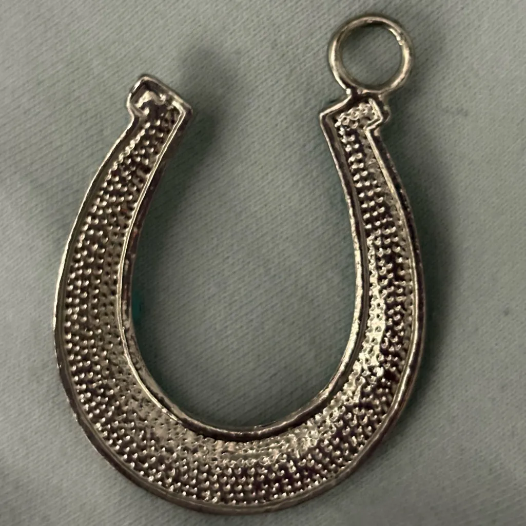 Vintage Raw Turquoise Horseshoe Pendant Blue - Image 5