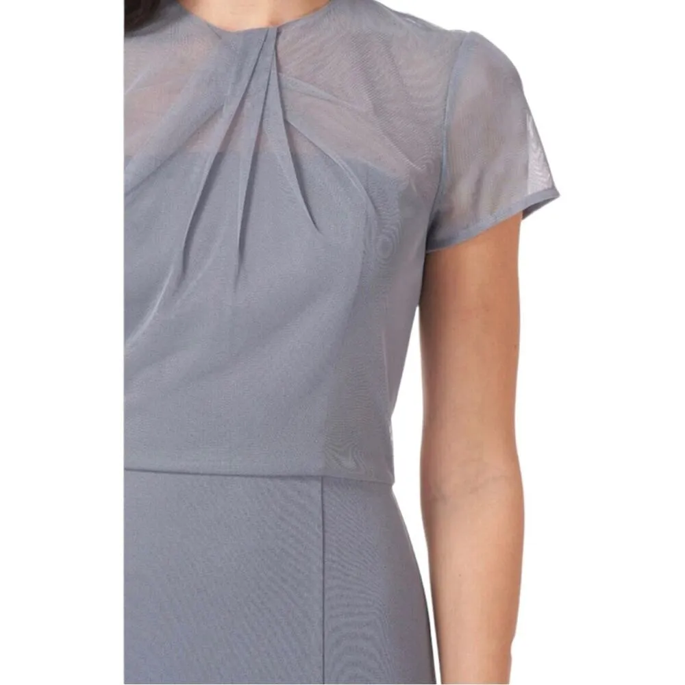 JS Collections Slate Blue Short Sleeve Illusion Cocktail Dress 16 NWT - Image 4