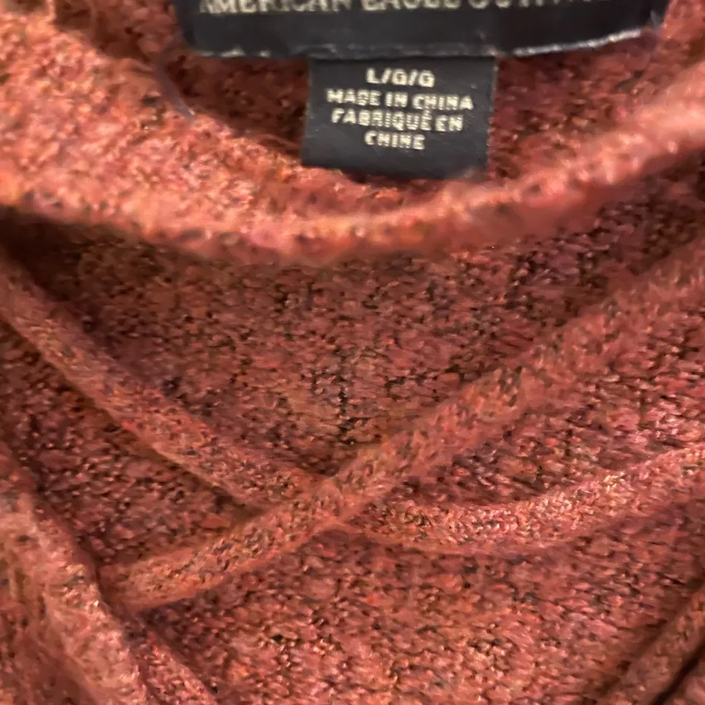 American Eagle Outfitters Bell Sleeve Criss Cross Sweater Burgundy V-Neck Large - Image 8