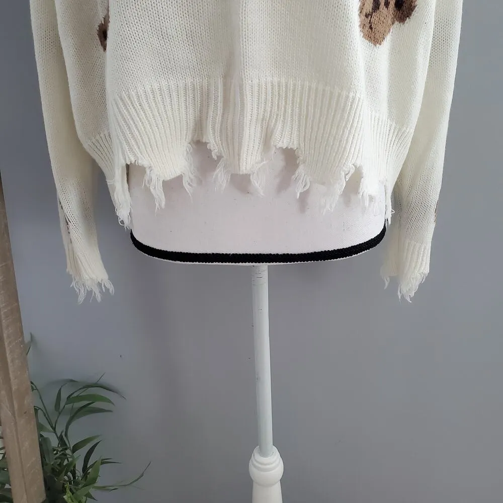 No Comment Frayed Teddy Bear Lightweight Sweater Size L - Image 6