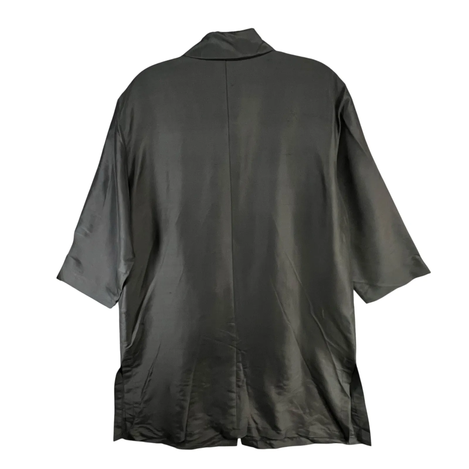 Harve Benard Tunic Shirt Dress 16W Black 100% Silk Button Front Relaxed Lagom - Image 7