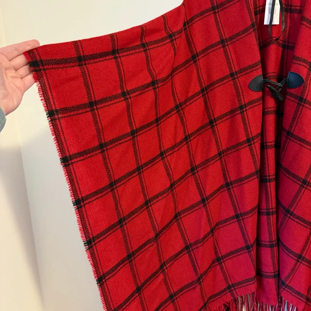 CHAPS  Windowpane Red Plaid Shawl - Image 6