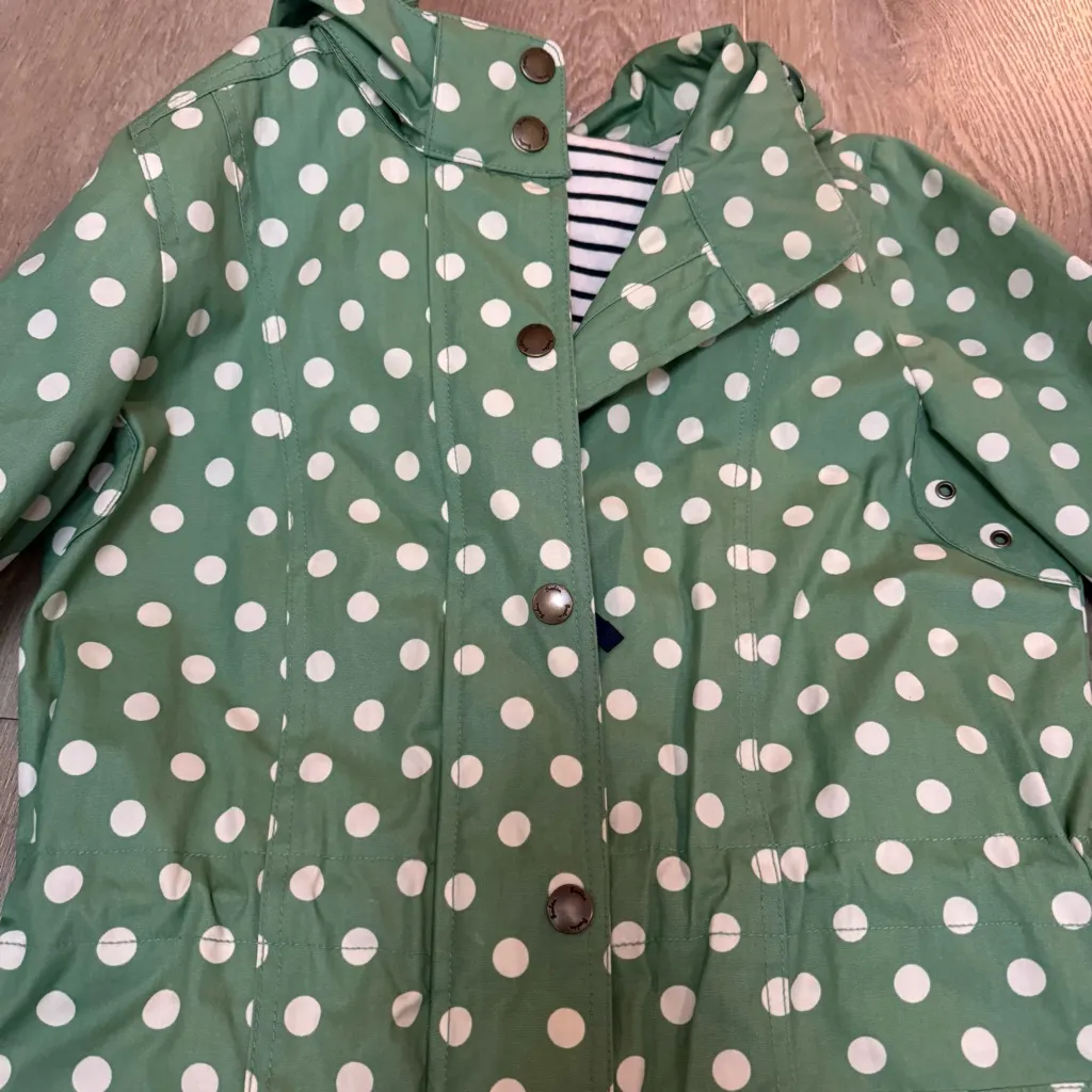 Boden Green Polka Dot Hooded Coat Size 4 - Image 5