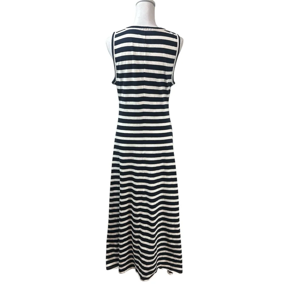 J. Crew 100% Cotton High-Low Maxi Dress Blue White Stripe Sleeveless Maxi Size M - Image 5