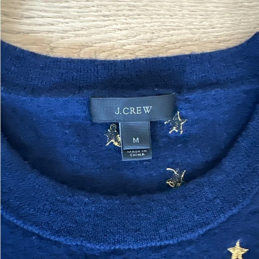 J Crew - Starry Teddie Sweater in Navy Blue & Gold - Image 3