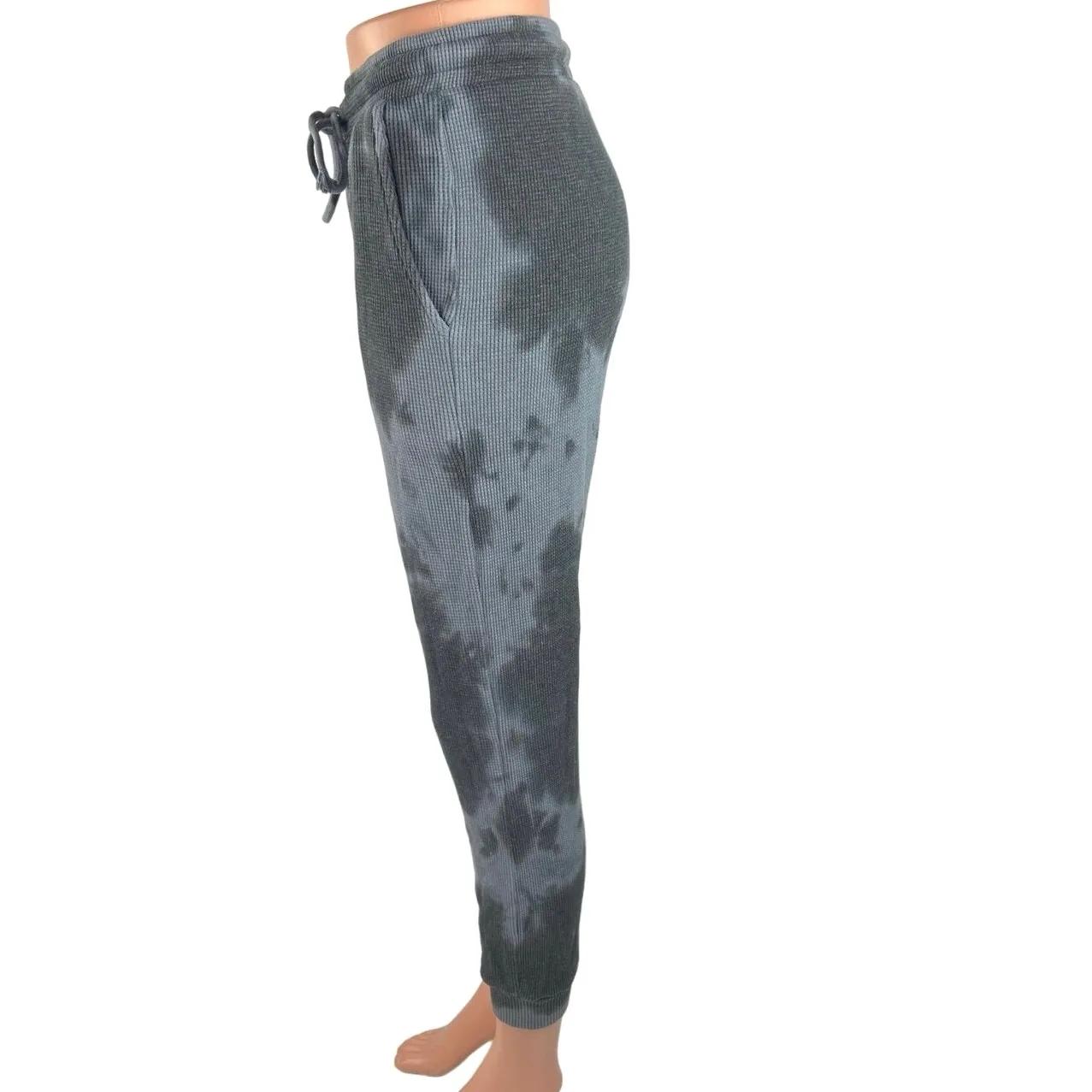RD Style Gray Tie Dye Knitted Drawstring Pull On Crop Lounge Sweatpants Jogger S - Image 2