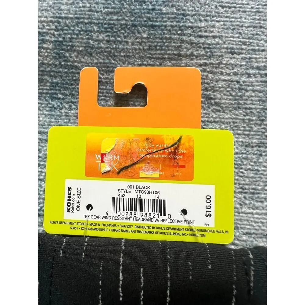 Tek Gear New!  Warm Tek Black Gray Wind Resistant Knit Headband One Size - Image 4